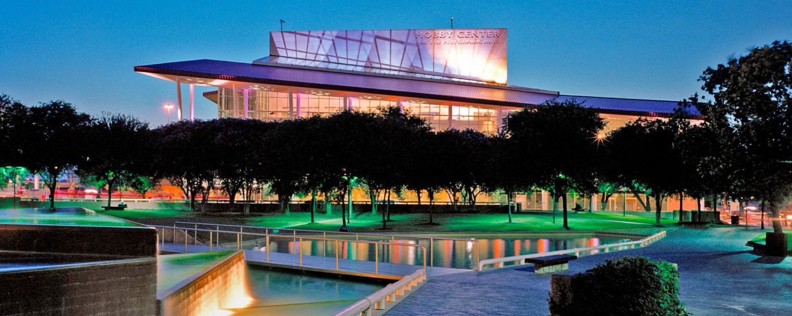 Houston landmark at dusk — a project built with Associated Testing Laboratories