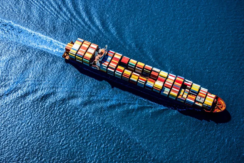 Container ship at sea