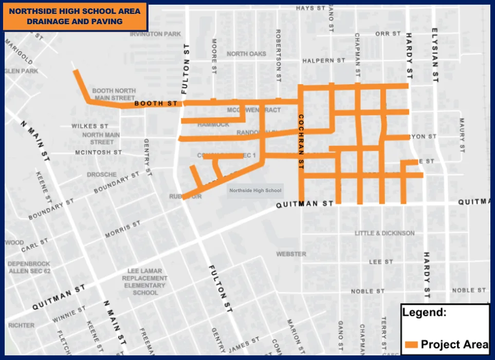 Northside High School Area Drainage & Paving project-area map