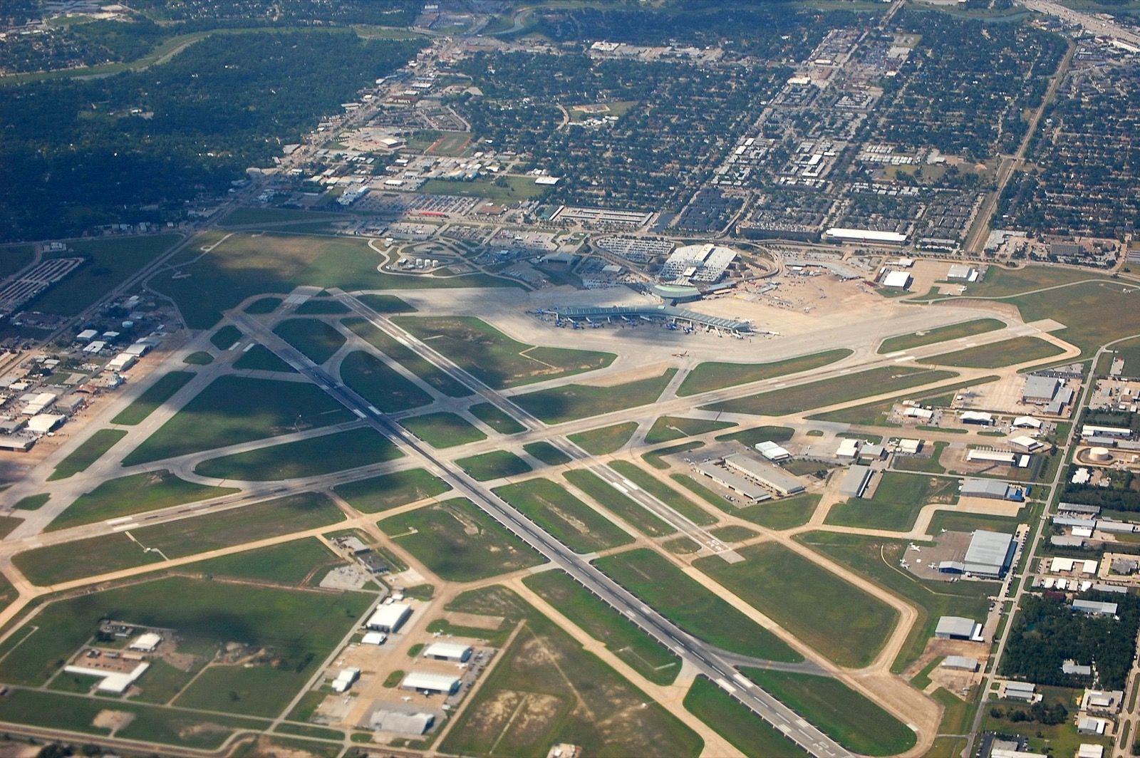 Aerial view of William P. Hobby Airport, Houston