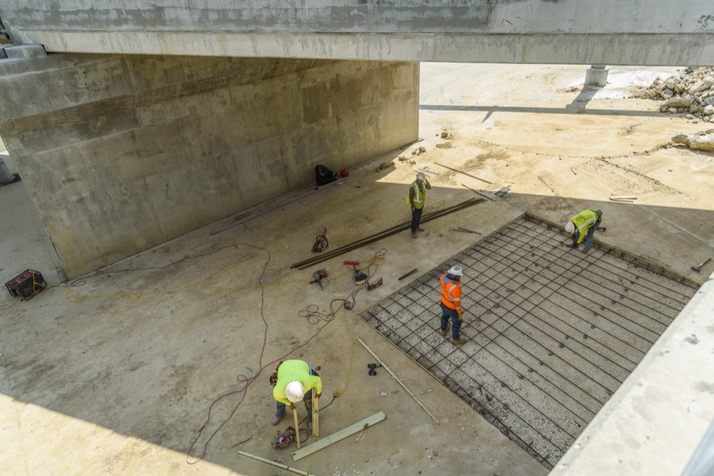 ATL crew placing reinforcing steel beneath the Stella Link Bridge