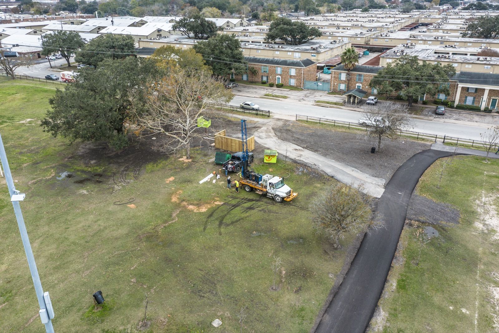 Burnett Bayland Park site during geotechnical exploration
