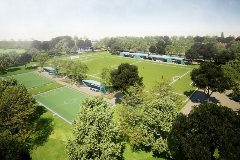 Burnett Bayland Park recreation area design rendering