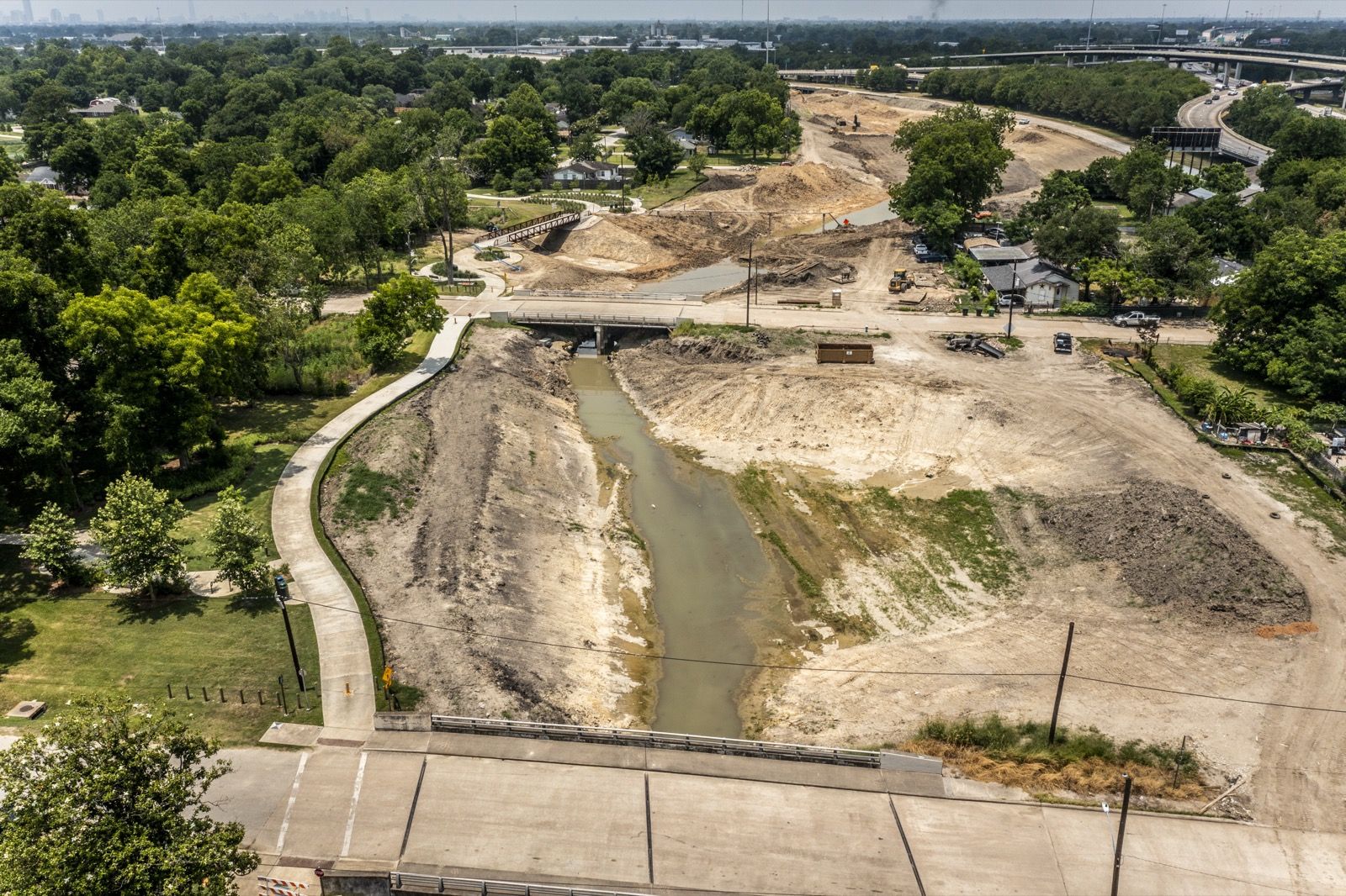 Hunting Bayou channel widening from above