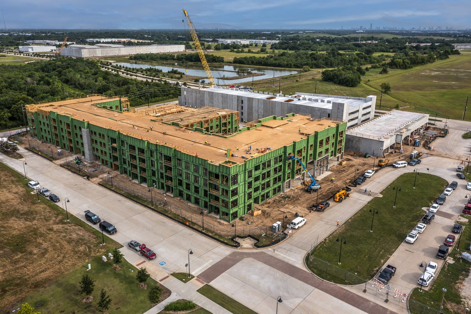 Aerial of the Ivy District Lofts site and surrounding development