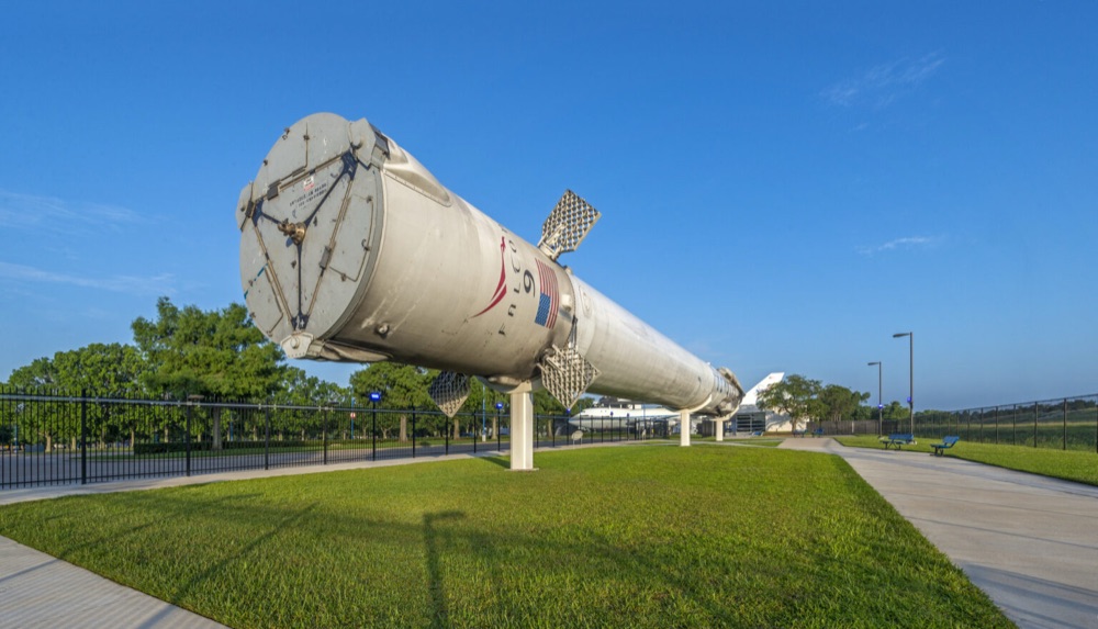 SpaceX Falcon 9 booster exhibit at Space Center Houston