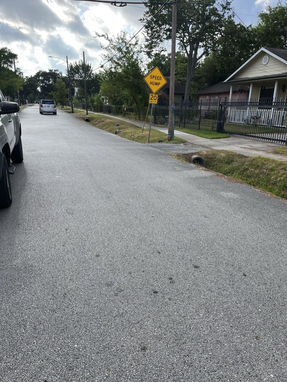 Street with existing drainage infrastructure in the Near Northside