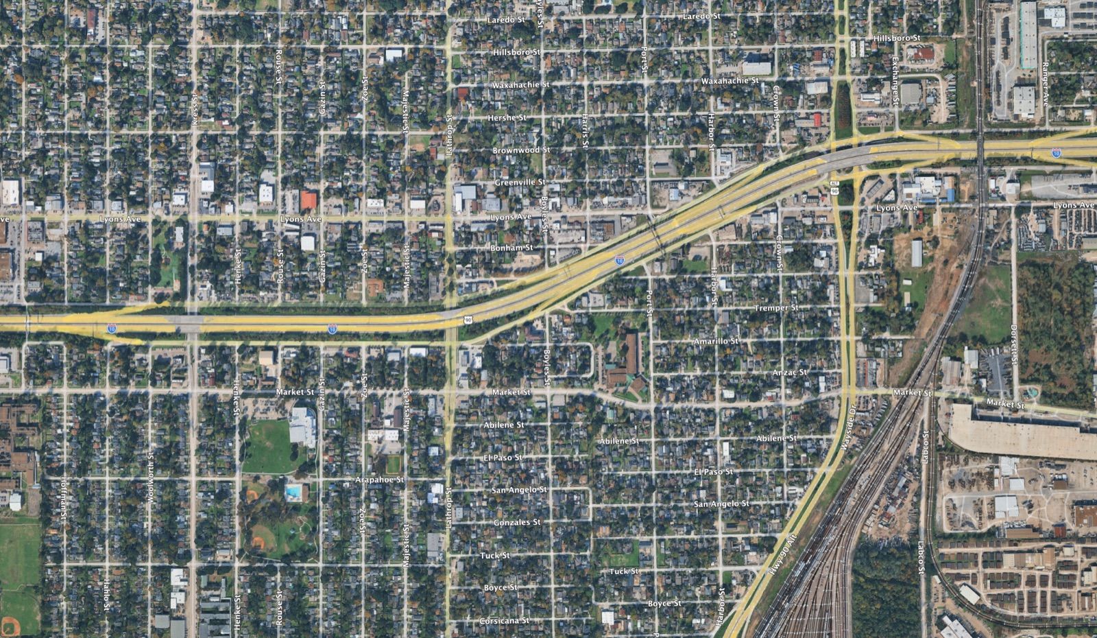 Aerial map of the Area 8 & 11 sanitary sewer service area