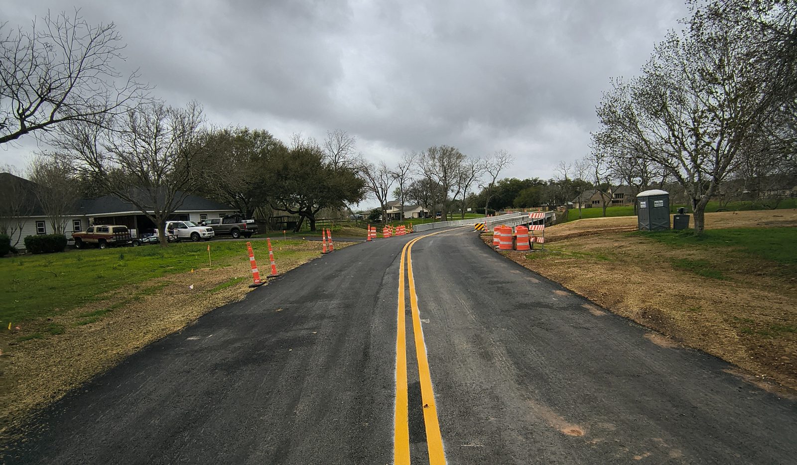 New concrete bridge structure and roadway after replacement