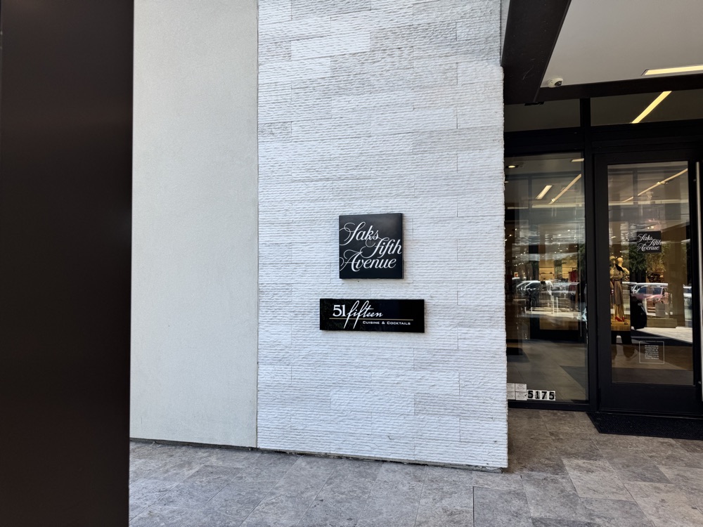 Saks Fifth Avenue entrance signage detail