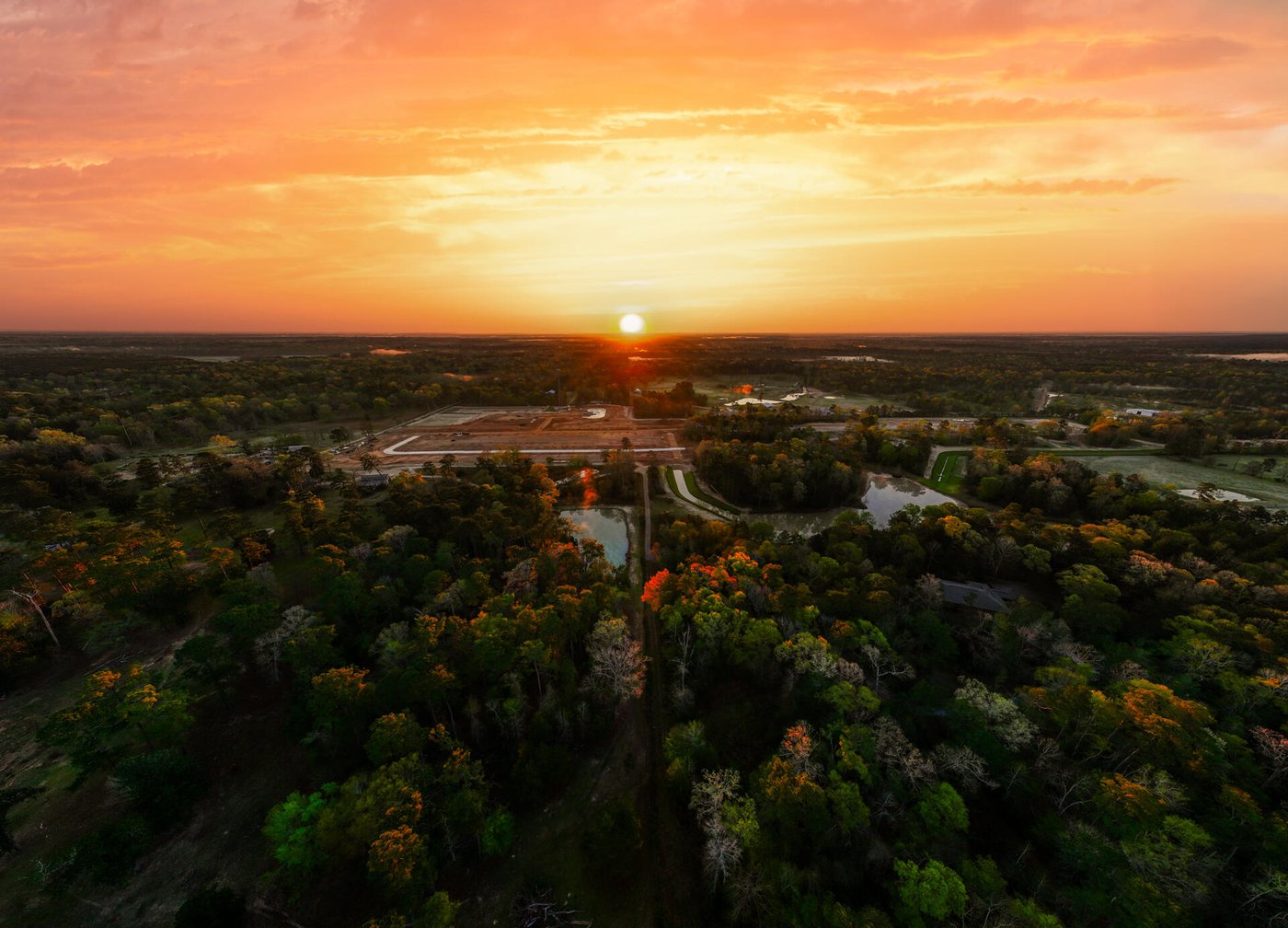 Aerial view over the Gemini Subdivision development at sunset