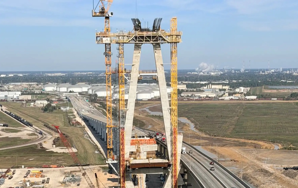 Houston Ship Channel Bridge towers under construction