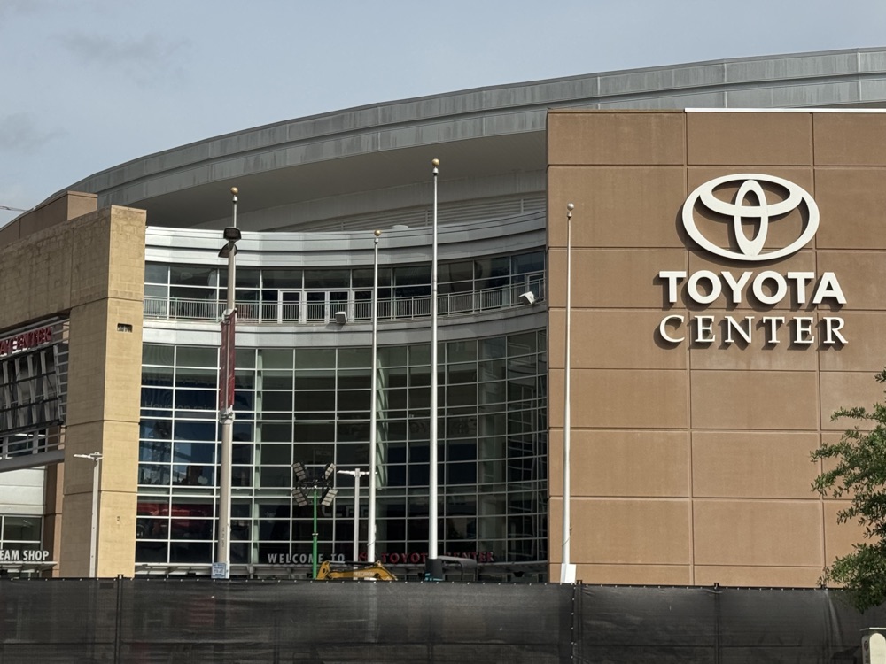 Toyota Center glass atrium and logo wall