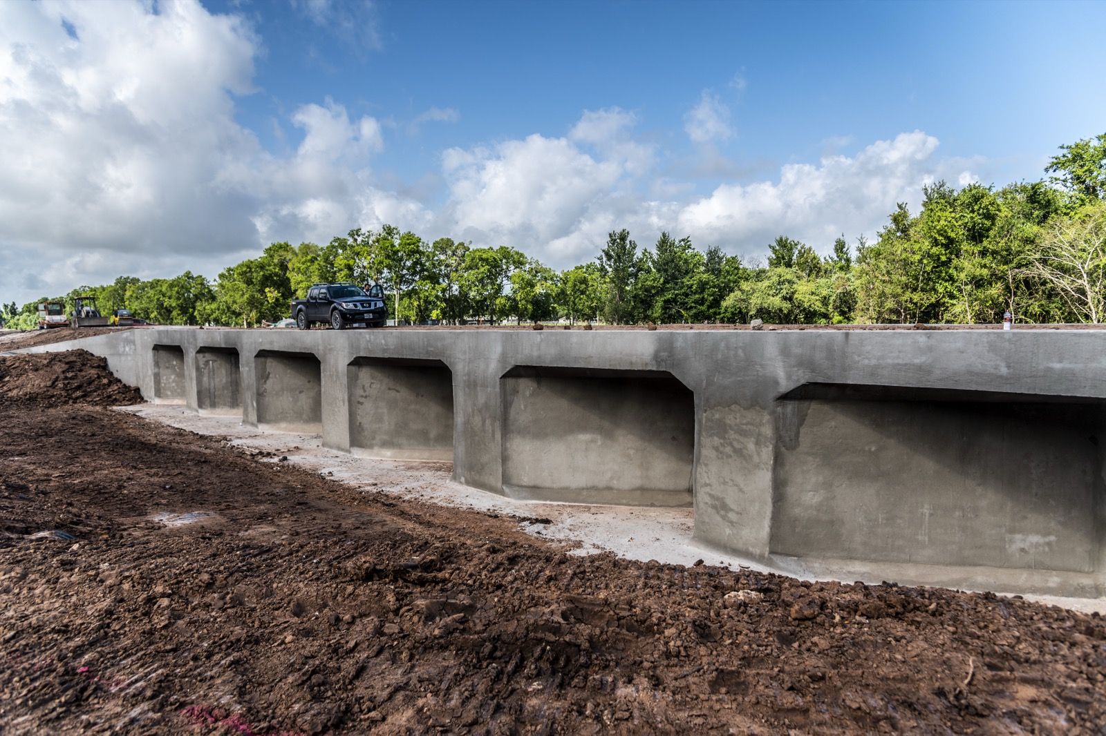 Completed Twinwood Parkway multi-box culvert, ground view