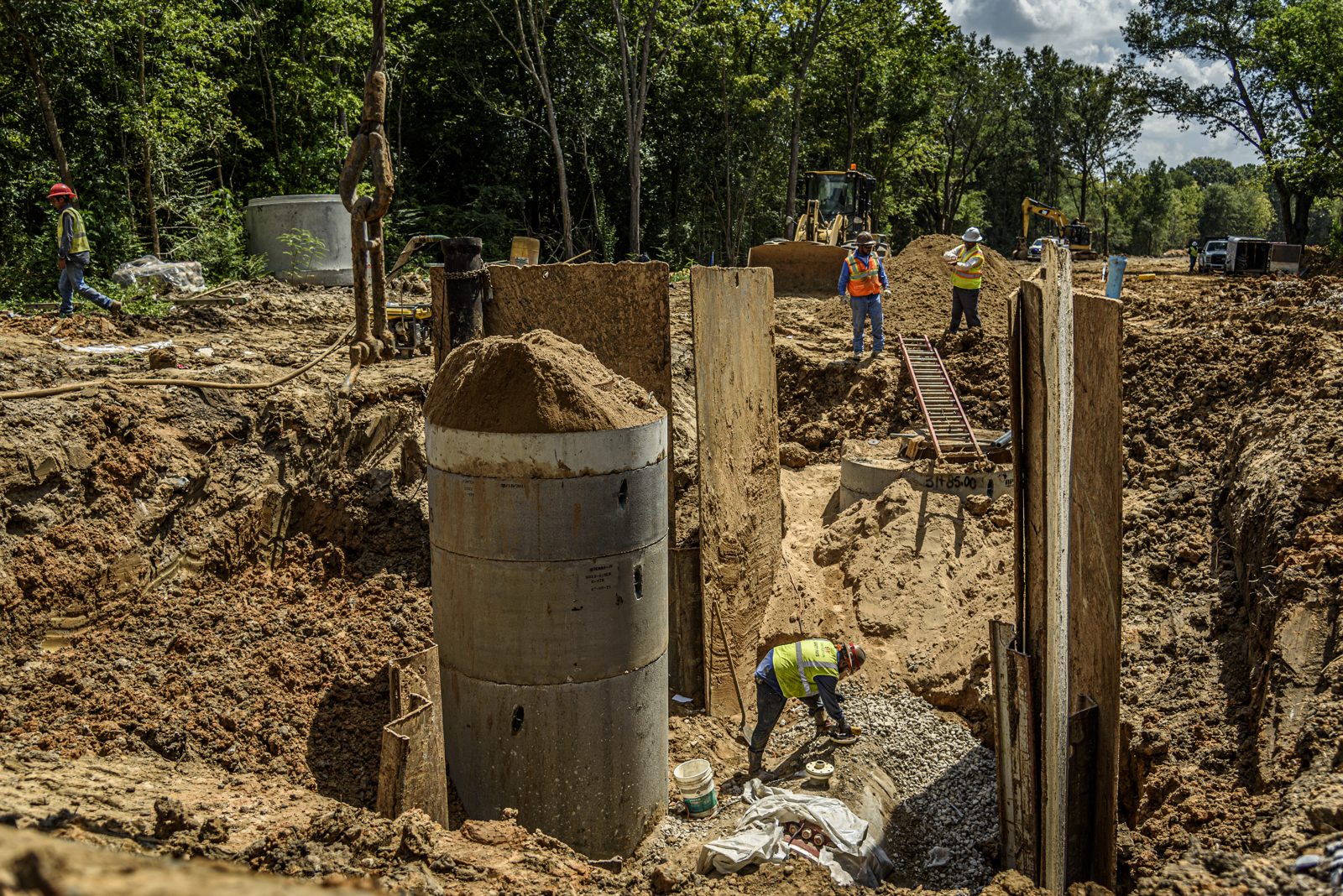 48-inch water line pipe set in the trench