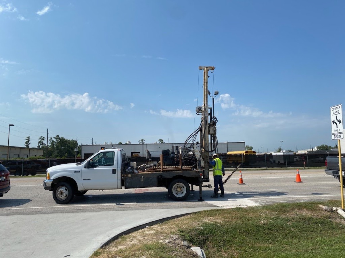 ATL drilling operation beside the roadway right-of-way