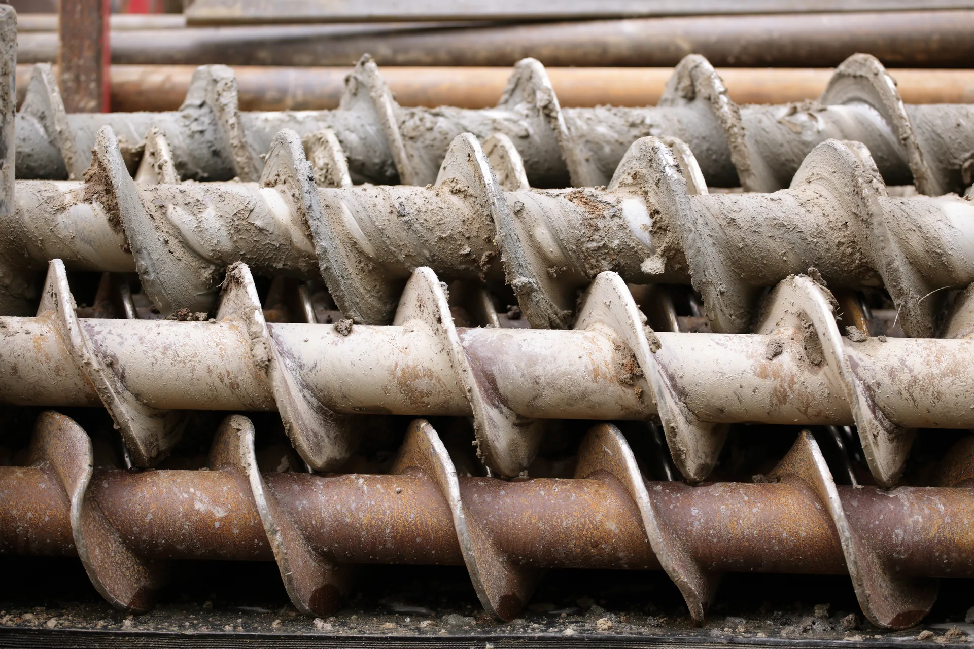 Soil-auger drilling equipment on a geotechnical boring rig